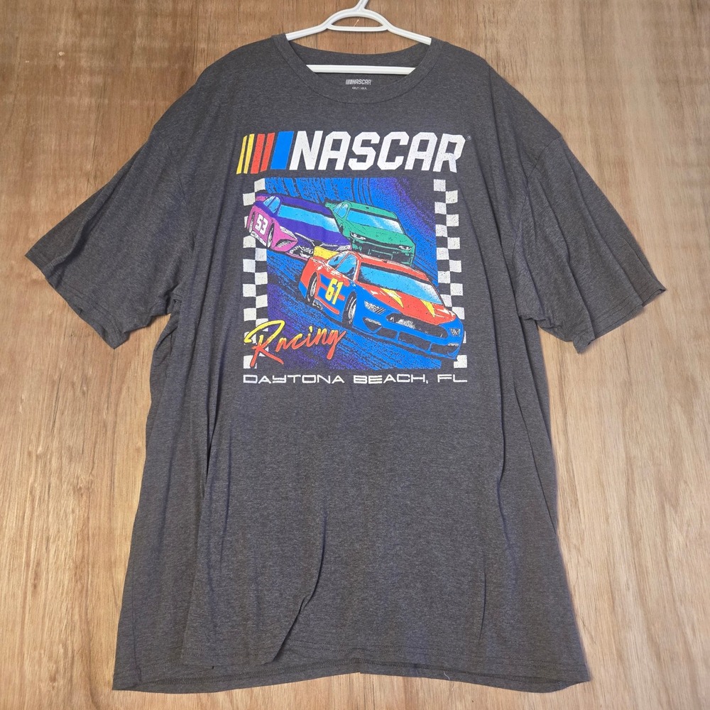 NASCAR Racing Daytona Beach FL Graphic T-Shirt Charcoal Gray 4XLT Mens Big Tall